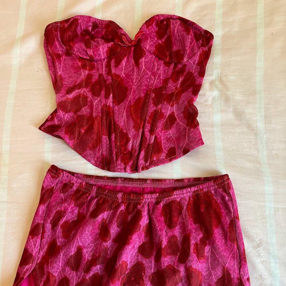 Pink Corset and Mini Skirt Set